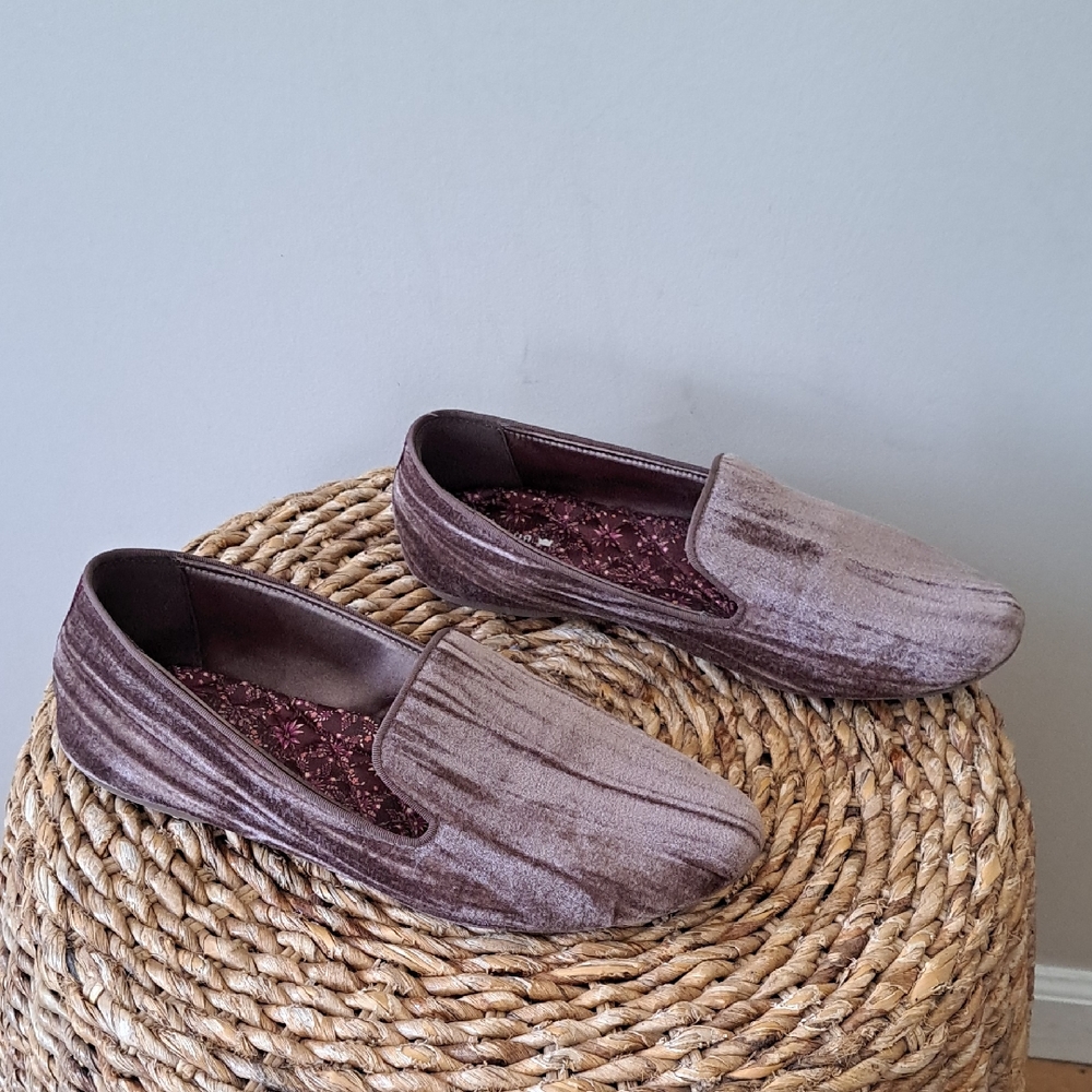 Birdies Womens Starling Driving‎ Loafer Flats Moonstone Brown Crushed Velvet 9.5